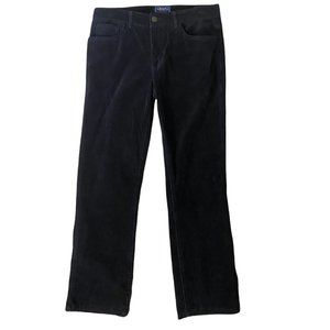 Chaps Denim Black Velour Velvet Brushed Corduroy Mid-Rise Pants, Size 8P